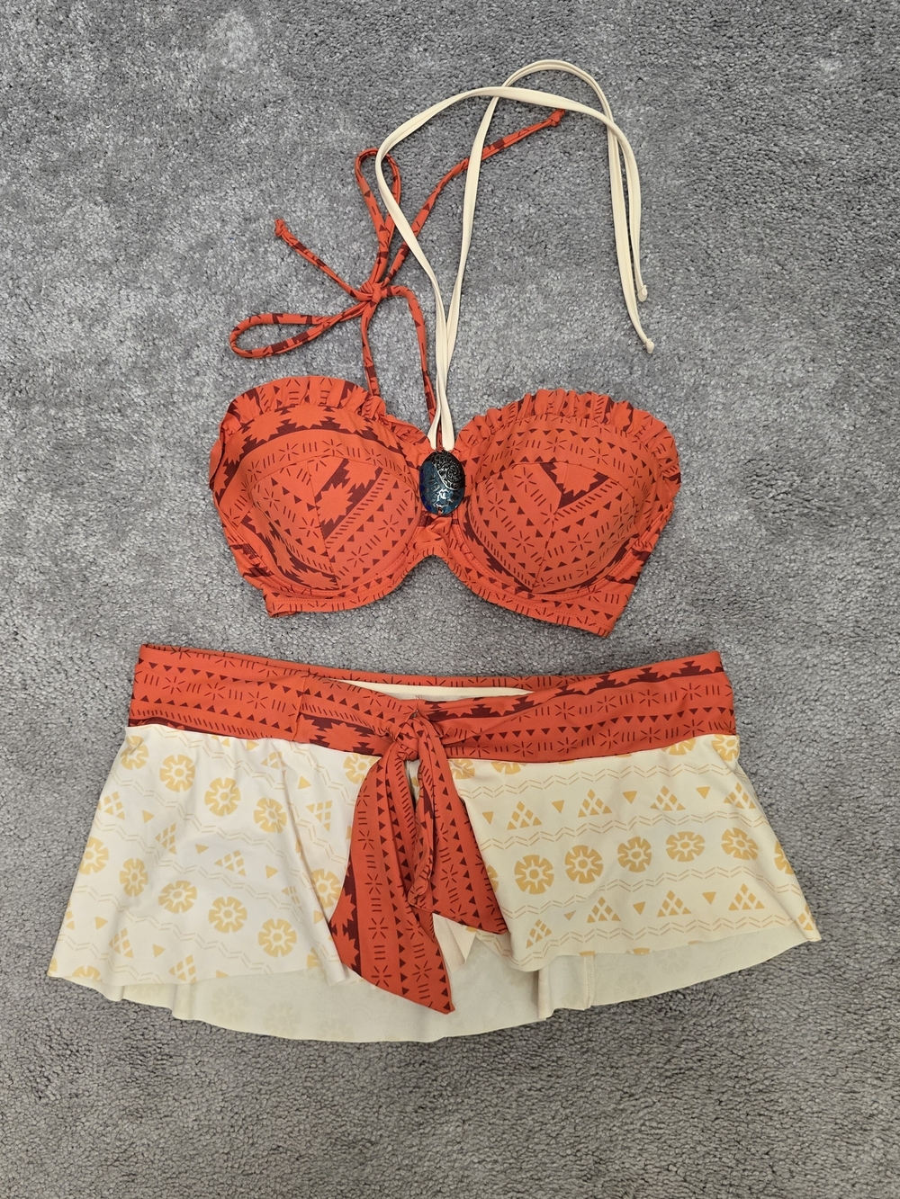 Disney Orange Bandeau Bikini Top with Cream Skirt and Tie